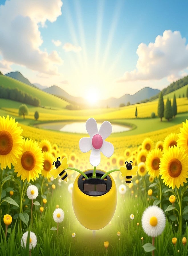 Cauaoa Solar Dancing Flower, Car Dashboard Ornament, Sunflower with Honey Bee Swinging Decoration, Solar Power Kits, Shaking Head Figure Interior Decoration Desktop Ornaments - Image 5